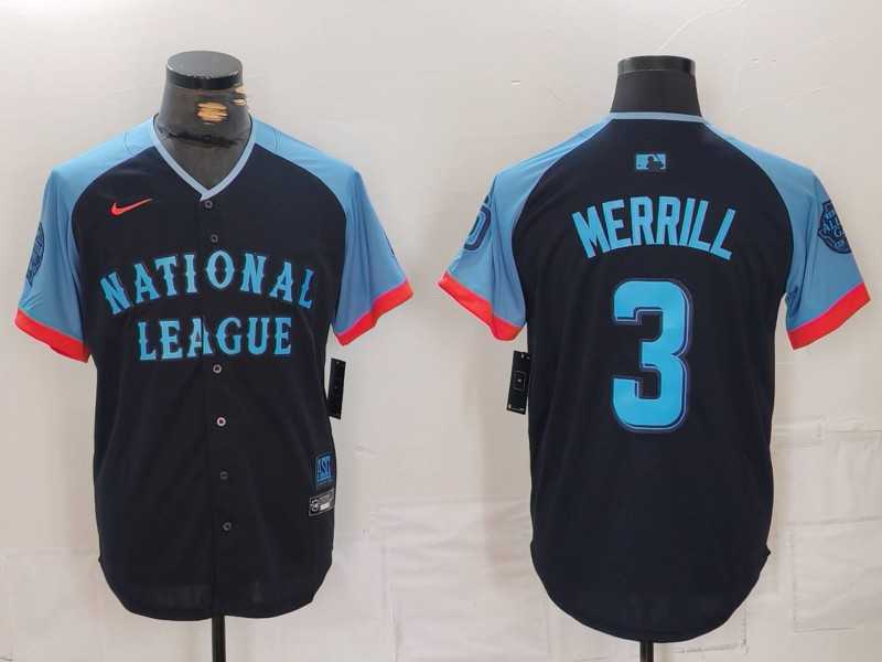 Mens San Diego Padres #3 Jackson Merrill Navy 2024 All Star Limited Stitched Jersey